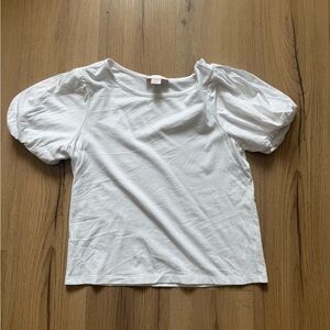 Rachel Parcell White Bubble Sleeve Top